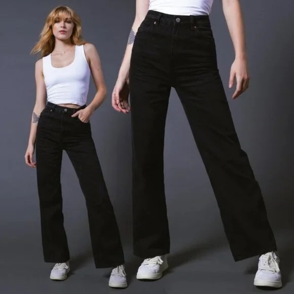 Rollas Heidi High Rise Loose Straight Jean Black 31 12 baggy grunge edgy punk - Picture 1 of 13
